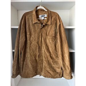 Old Navy Honey Brown Suede Leather‎ Full Zip Jacket Men's XL